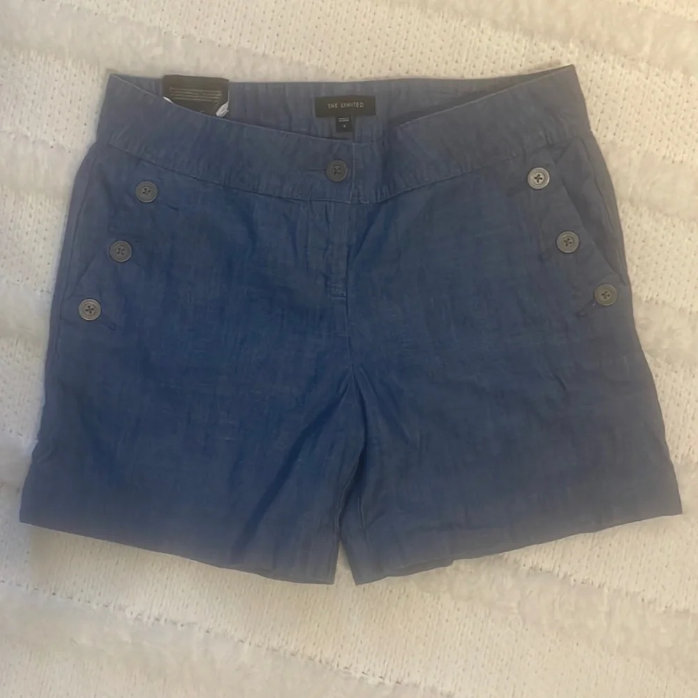 The limited shorts Taylored denim jean side buttons pockets blue women’s size 4